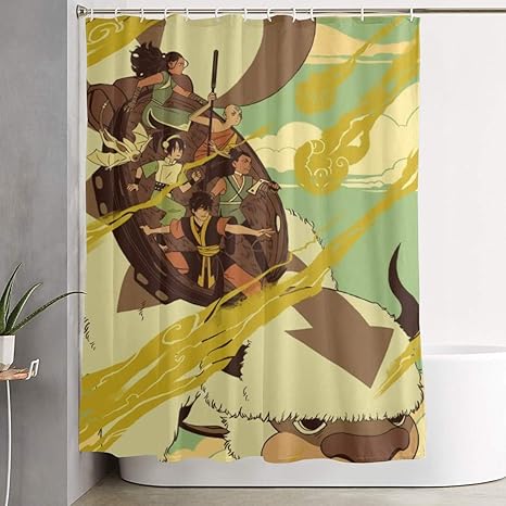 peggydhunt avatar cortinas de ducha con diseno de anime y el ultimo airbender tela resistente al agua japonesa juego de cortinas de bano con 12