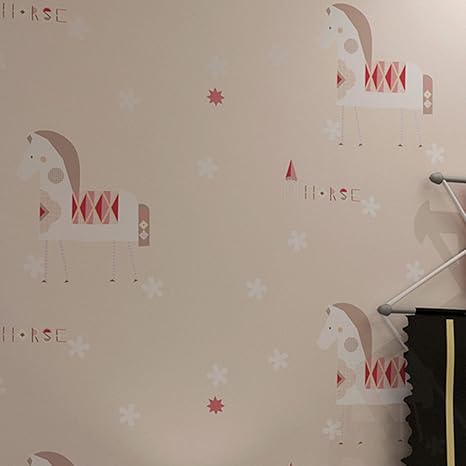 Amazon Co Jp 3d壁紙緑の不織布の子供の部屋の壁紙の漫画のポニーかわいい暖かいベッドルームトロイの木馬の壁紙の男の子と女の子3つを無料で購入 Color Yellow ホーム キッチン