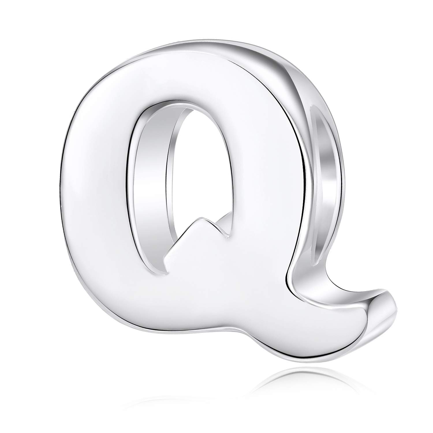 Alphabet Charms Initial A-Z Genuine 925 Sterling Silver Letter Beads Words Charms fits European Charms Bracelet (letter Q)