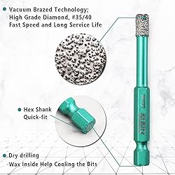 FACHLICH Dry Diamond Drill Bits - 2pcs 1/4" Granite
