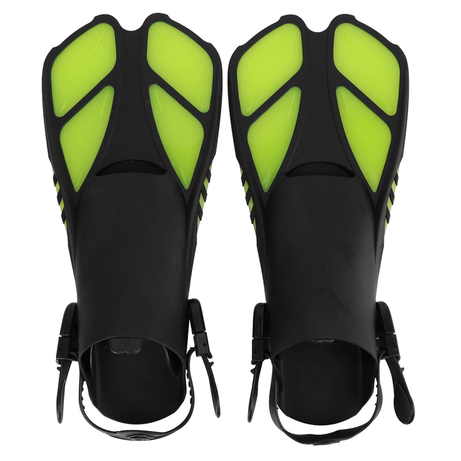 Alvinlite Snorkel Fins, Swim Fins Adjustable Buckles Open Heel Swimming Flippers, Swimming Fins Travel Size Short for Swimming Diving Snorkelling Adults Men Women Kids, Green