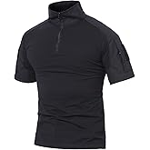 MAGCOMSEN Men's Tactical Military Shirts 1/4 Zip Short Sleeve Slim Fit Camo Shirt