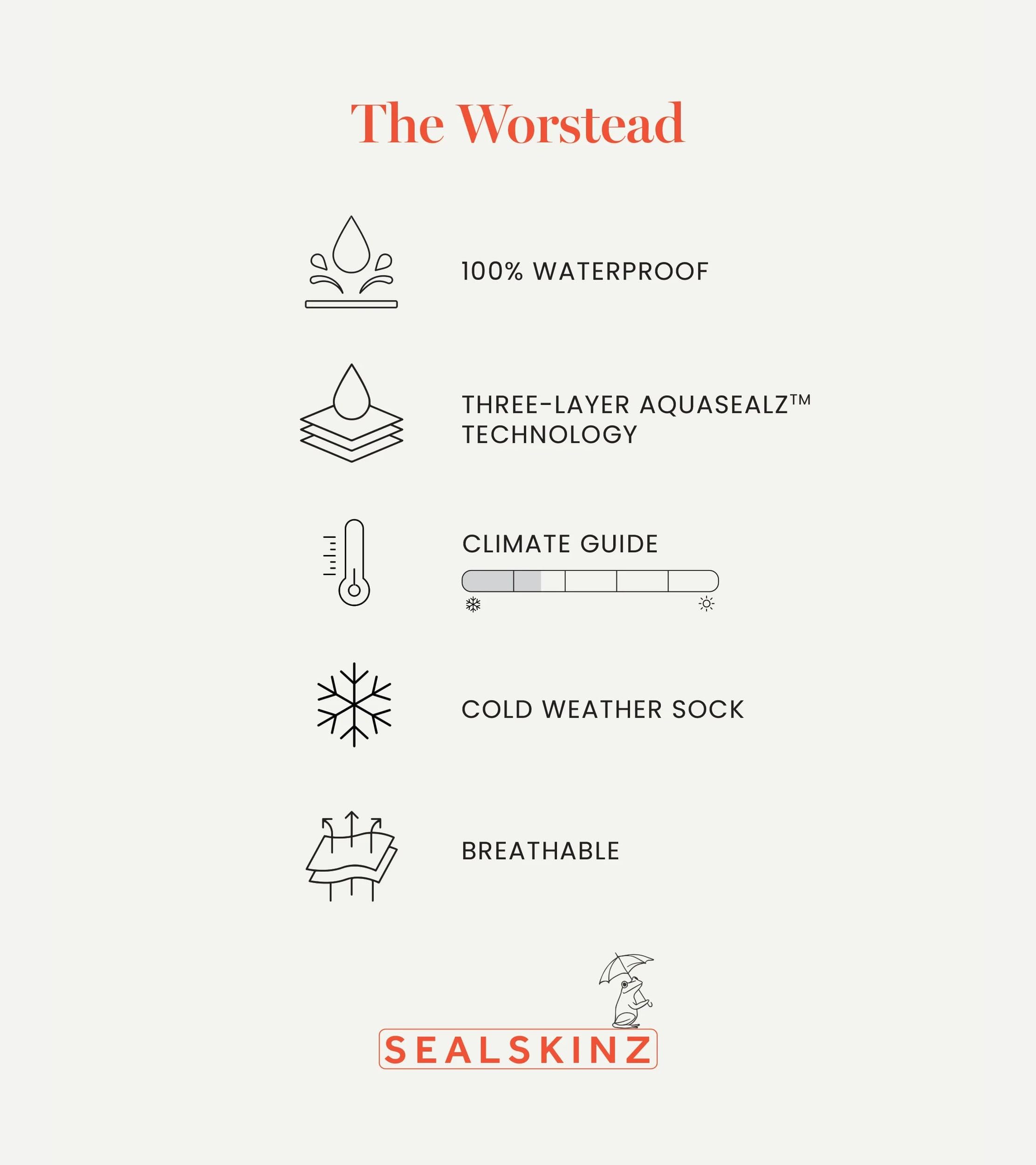 SEALSKINZ Worstead Unisex Waterproof Cold Weather Knee Length Sock, Black, S