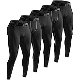 Mexholin 5/6 Pack Men’s Compression Pants Performance Athletic Baselayer Leggings Running Tights for Workout Basketball