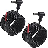 2 Pcs Right Angle DC Power Pigtails Cable, 90 Degree 5.5 x 2.5mm DC Male Barrel Plug to Bare Wire Open End Power Supply Adapter Repair Cord for Security Camera LED Strip Light Monitors (3.3FT)