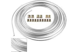 Anxingo 25 Ft. 3/16 OD Steel Brake Line Tubing Kit 3/16" x 25' with 16 Assort Fittings