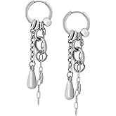 Sacina Gothic Punk Hoop Chain Earrings, Goth Emo Punk Grunge Earrings, Christmas Jewelry Gift For Women