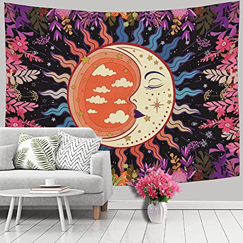 Tapestry for Bedroom, Moon Garden Tapestry Wall Hanging Wall Tapestry Black as Wall Art for Living Room, Dorm Decor