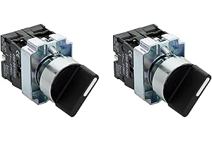 SHOPCORP Rotary Switch - 2-Position Selector Switch Maintained - 22mm Mounting Hole - Electric NO NC Latching - 220VAC Voltage and 10A Contact Current - (2 Pack)