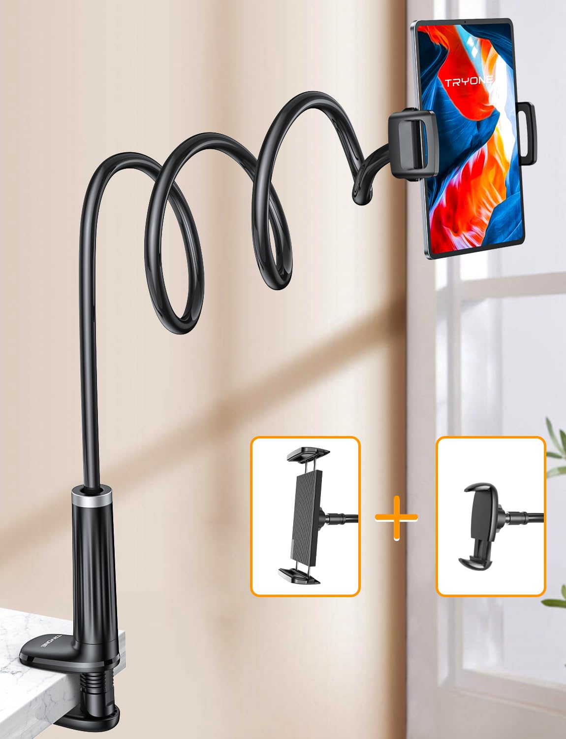Gooseneck Phone Holder Tablet Stand for Bed:[Swivel
