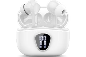BESNOOW Wireless Earbuds, Bluetooth 5.4 Headphones HiFi Stereo, Bluetooth Earbuds with ENC Noise Cancelling Mic, IP7 Waterproof in Ear Earphones, 48H, LED Display Ear buds for Pad Workout Sports, White Purple