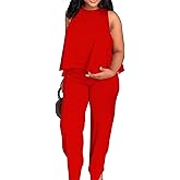 BXBY Two Piece Sets for Women Summer Pleated Ruffle Hem Sleeveless Top Wide Leg Pant Outfits Casual Vacation 2025 Tracksuit