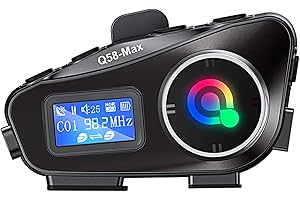 BTQILEYOO Motorcycle Bluetooth Headset with 500M Intercom, Dual BT5.3 Chip, IPX6 Waterproof, AI Voice Control, LCD Display, 300H Standby, 25H Talk Time, Compatible with Android/iOS Helmet Comm System