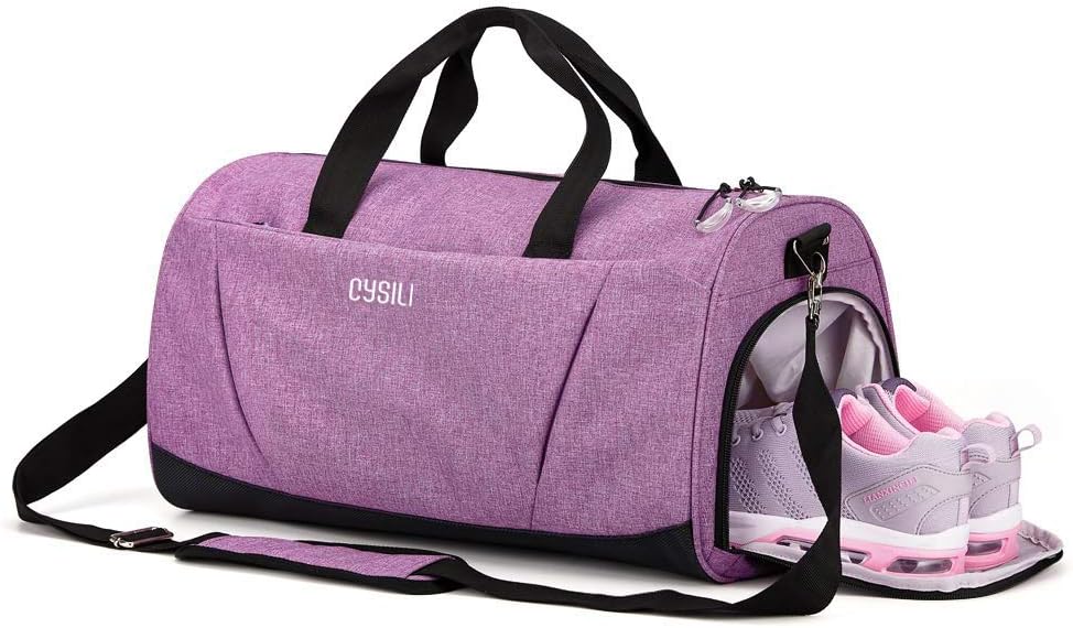 KASIBON Gym Bag with Shoes Compartment Purple Sports Duffle Bag