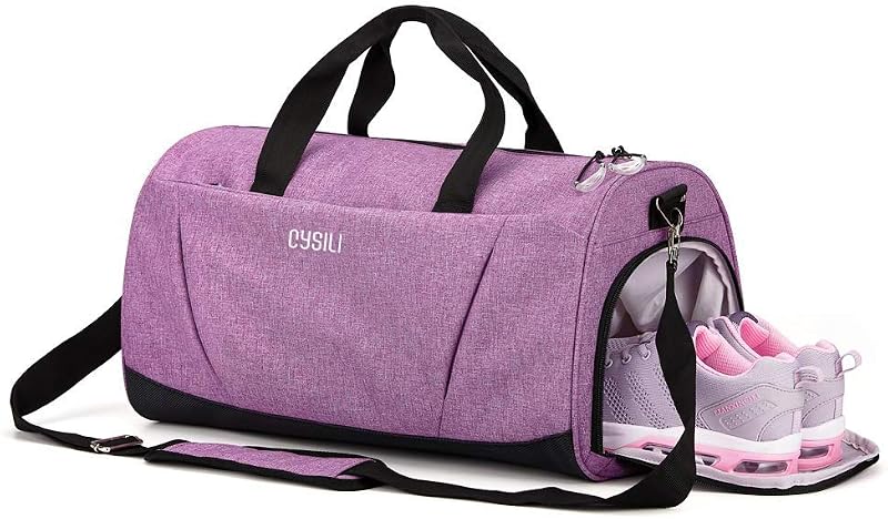 KASIBON Gym Bag with Shoes Compartment Purple Sports Duffle Bag