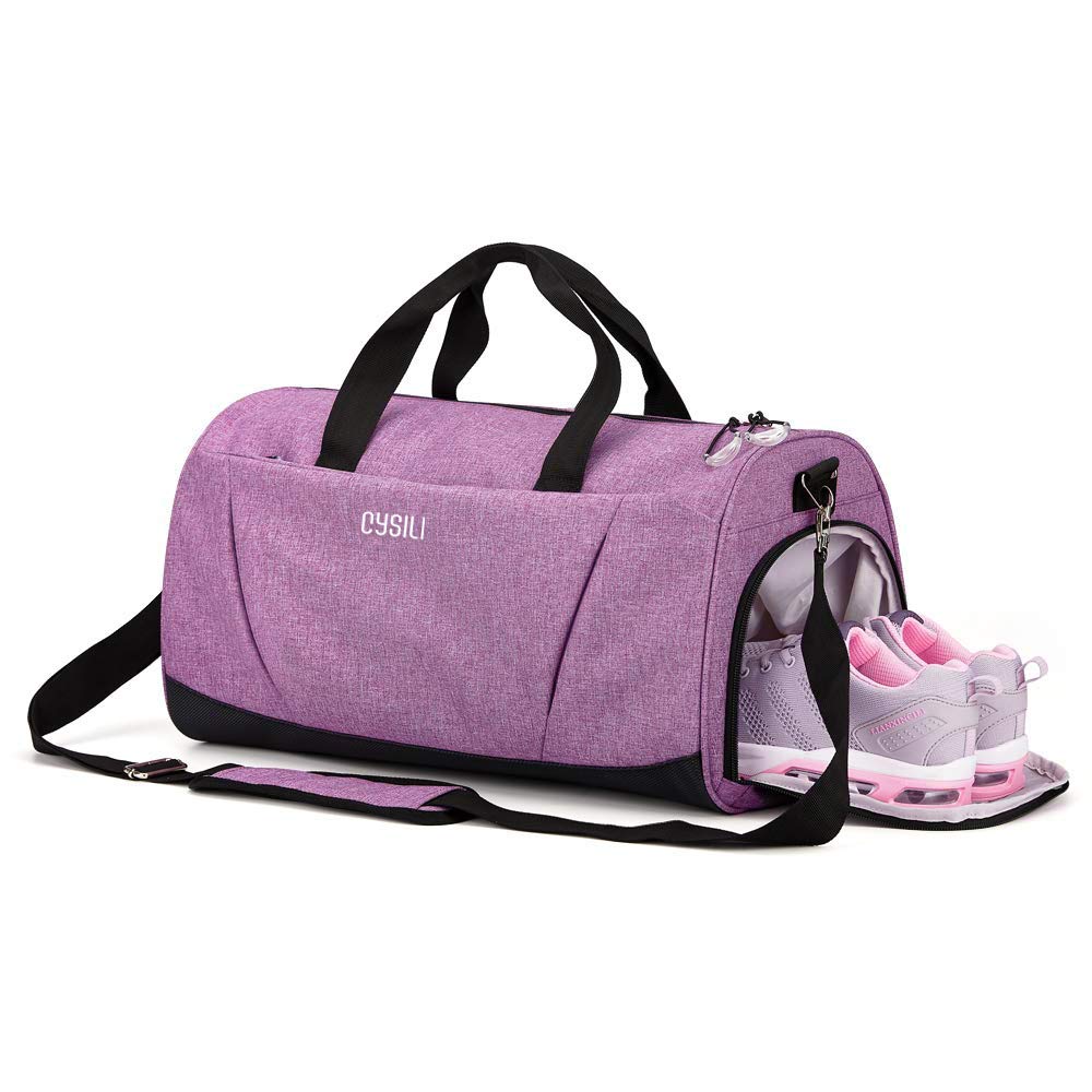 Gym Bag with Shoes Compartment and Wet Pocket,Sports Duffel Bag for Yoga/Swim,Travel Duffle Bag for Men and Women (Purple)