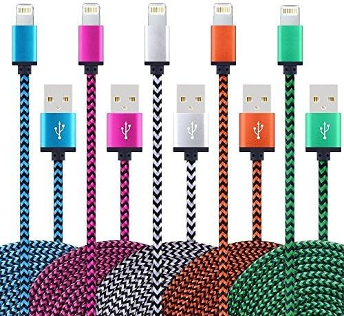 5Pack 3ft iphone Cable iphone Charger Nylon Braided Charging Cord for iPhone7 SE/6/6s/plus, iPad Air/Mini,iPod Nano/Touch