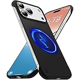 GRECAZO Magnetic Slim Case Fit for iPhone 17 Pro Max Phone Case 6.9"(2025) Ultra-Thin Lightweight Durable Frameless Matte Hard for MagSafe Cover Case with Pull Ring Shockproof Non Slip Rope-Black