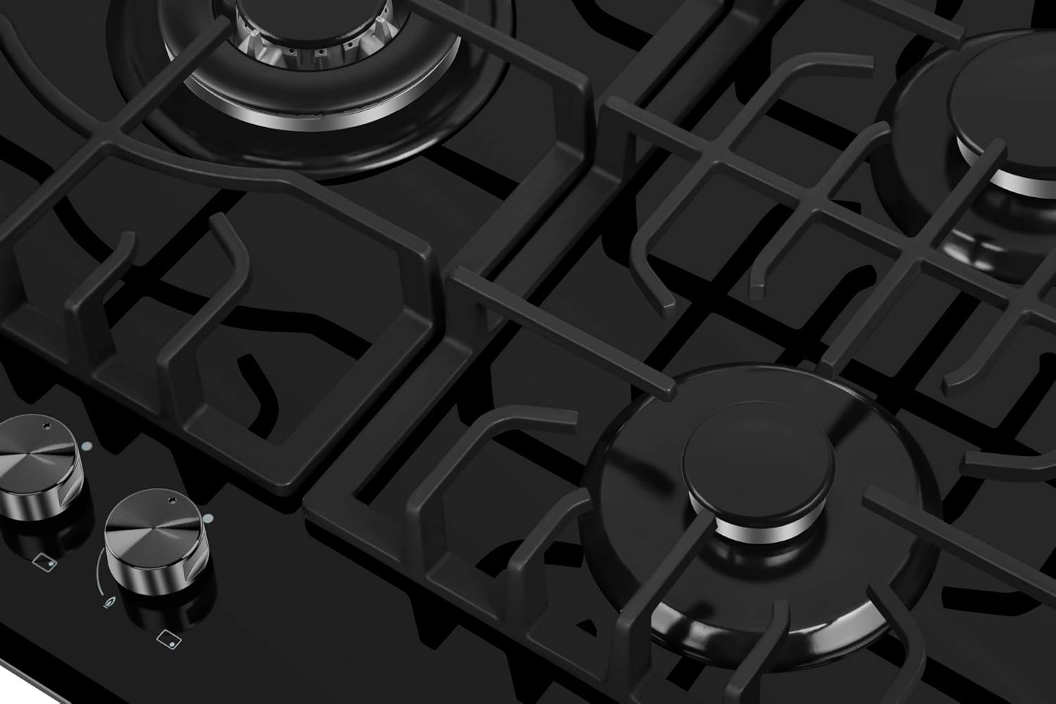Empava 30 Inch Gas Stove Cooktop 5 Italy Sabaf Sealed Burners NG/LPG Convertible in Black Tempered Glass: Appliances