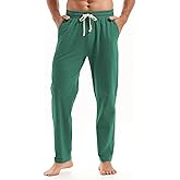 AMY COULEE Mens Cotton Yoga Pants Running Workout Lightweight Sweatpants Open Bottom Lounge Pants with Pockets