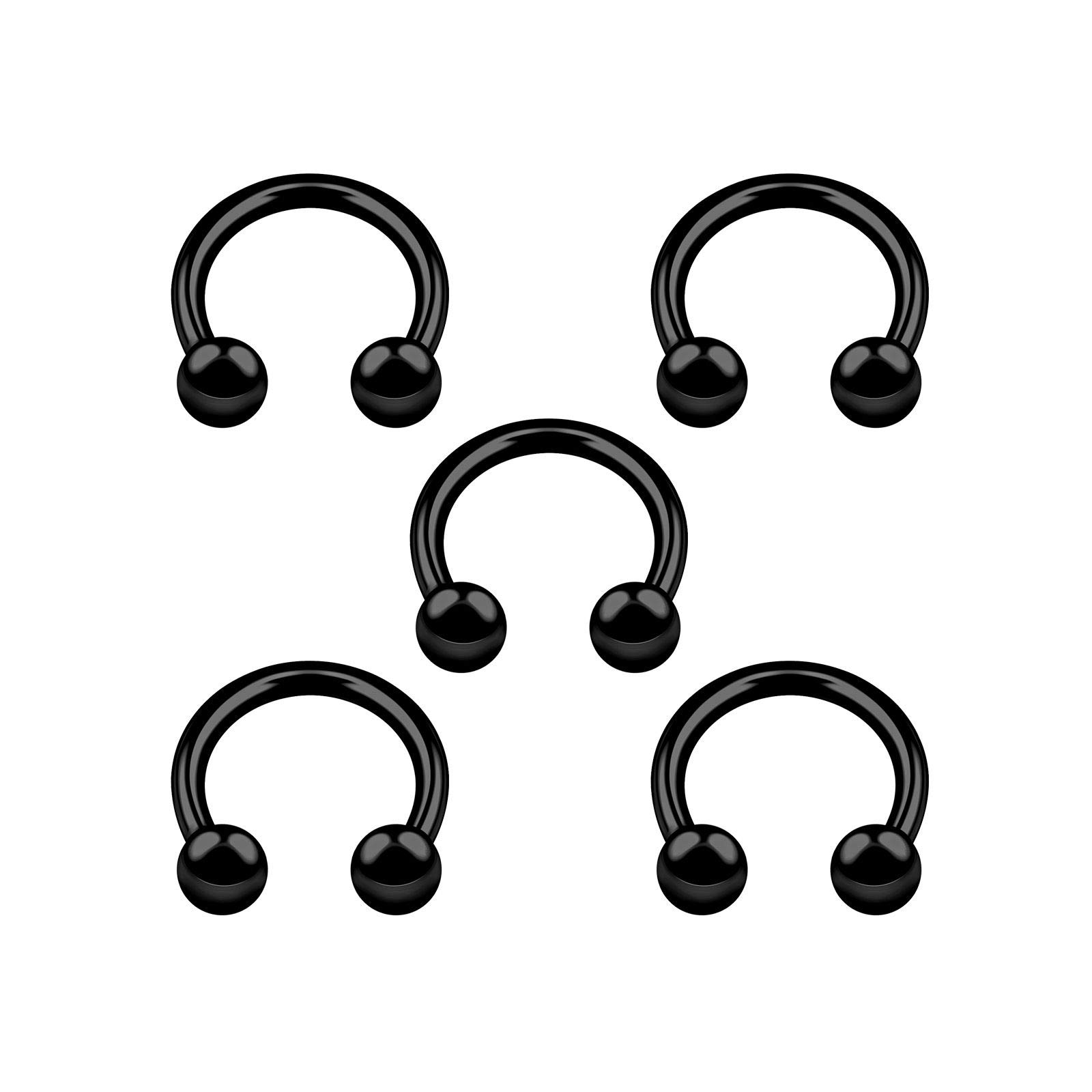 5PCS Anodized Black Horseshoe Circular Barbell 14g 5/16 8mm 4mm Ball Daith Rook Helix Earrings Septum Piercing Jewellery 4986