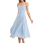 RIHOAS Formal Wedding Guest Dress A Line Sleeveless Slip Spaghetti Strap Corset Chiffon Elegant Party Midi Dress