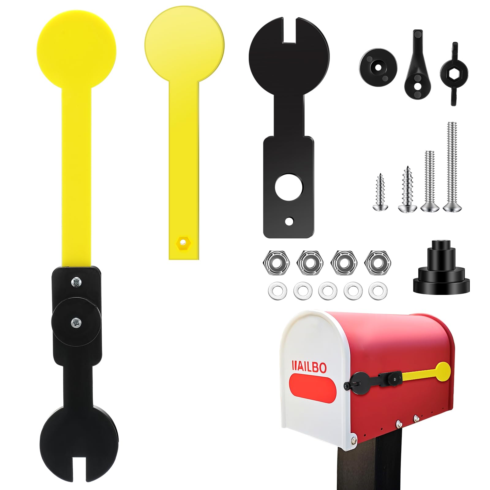 Photo 1 of Otoolling Mailbox Delivery Notification Alert Signal Flag Kits Mailboxes Accessories with Flag Assembly, Wrench, Spacer, Flat Washer, Screw, Lock Nut for Traditional Steel Residential Mailboxes