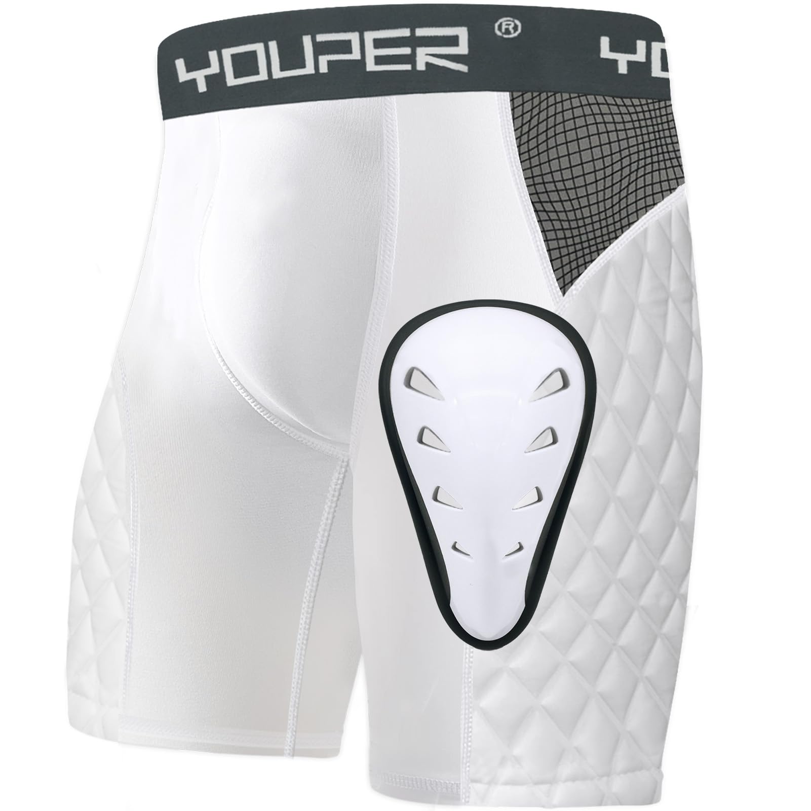 Youper Adult Elite Compression Padded Sliding Shorts w/Cup Pocket for Baseball, Football