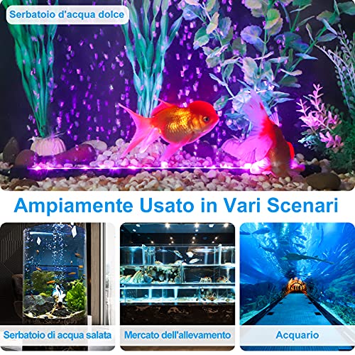 Luce LED per Acquario, Con Funzione Bolla, Illuminazione Acquario, Impermeabile Resistente Calore Telecomando Luci, Luce Subacquea RGB Multicolore, per Acquario, Acqua Salata, Acqua Dolce (32 cm)