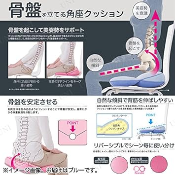 Amazon Co Jp 骨盤を立てる角座クッション ブルー ドラッグストア