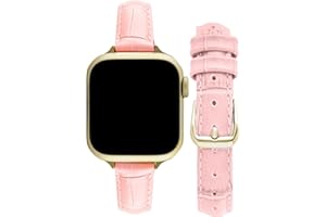 Bandini Slim Womens Leather Band for Apple Watch - Womens Alligator Pattern Leather iWatch Band For Apple Watch 46mm 45mm 44m