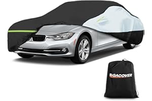 BIGACOVER Universal Sedan Car Cover Fit for Mercedes-Benz C-Class, BMW 3 Series, Audi A3,Waterproof All Weather Heavy Duty Anti-UV Windproof Snow Protection - 177''~185''(L)