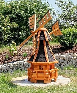Gartenwindmühle mit Solarbeleuchtung schwarz Typ 11