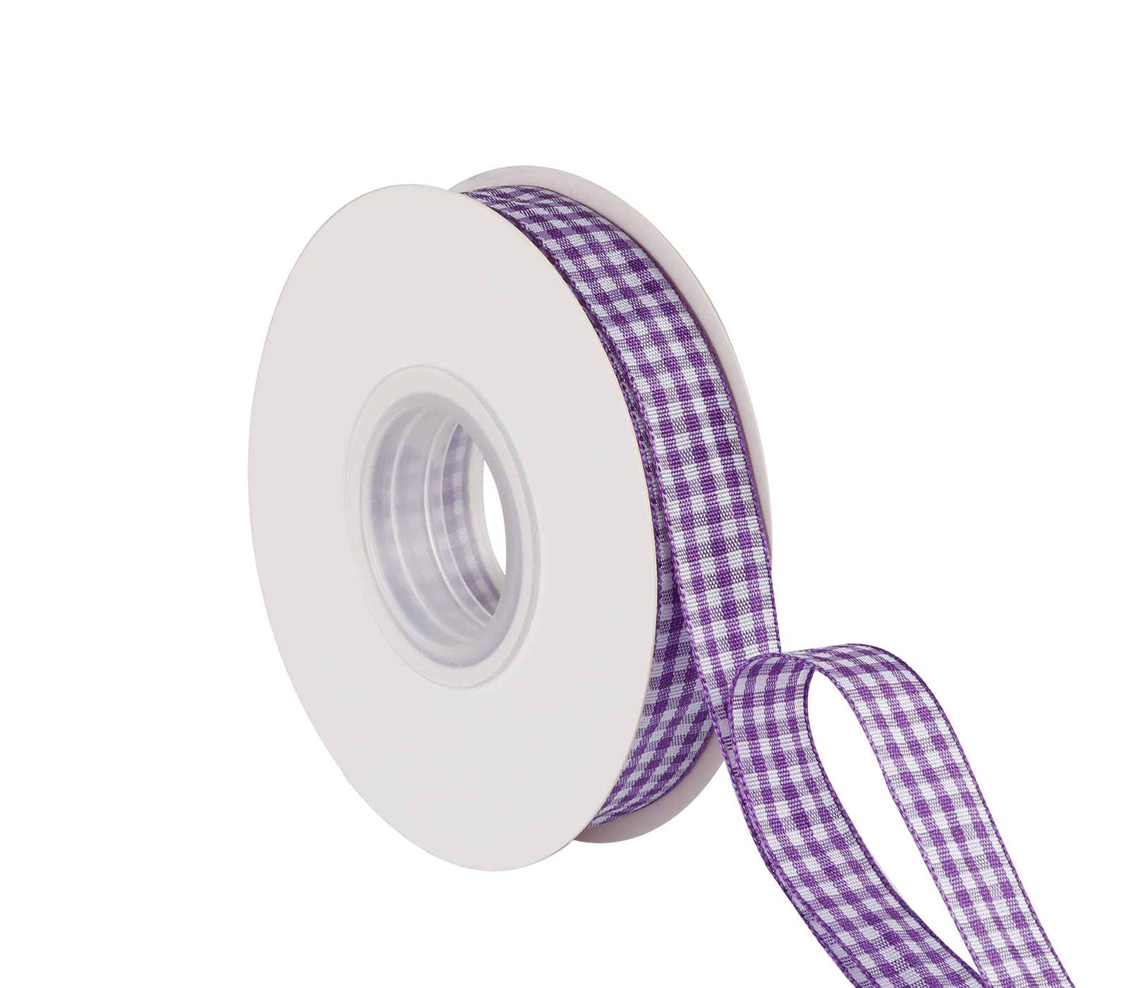 Joycrosso 16mm Wide Purple and White Gingham Ribbon Plaid Ribbon, Great for Gift Wrapping Home Décor Floral Arrangement, 22 Meters-Roll