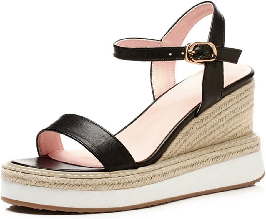 Amazon.com: Sandals Black Women's Wedge The Latest Models High Heels, Sexy 8CM Summer Straw 