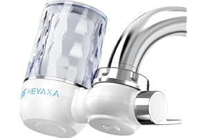 HEYAXA Water Filter for Sink, Faucet Mount Water Filtration System, for Kitchen, Bathroom, Reduces Lead, Chlorine, Bad Taste, Fits Standard Faucets