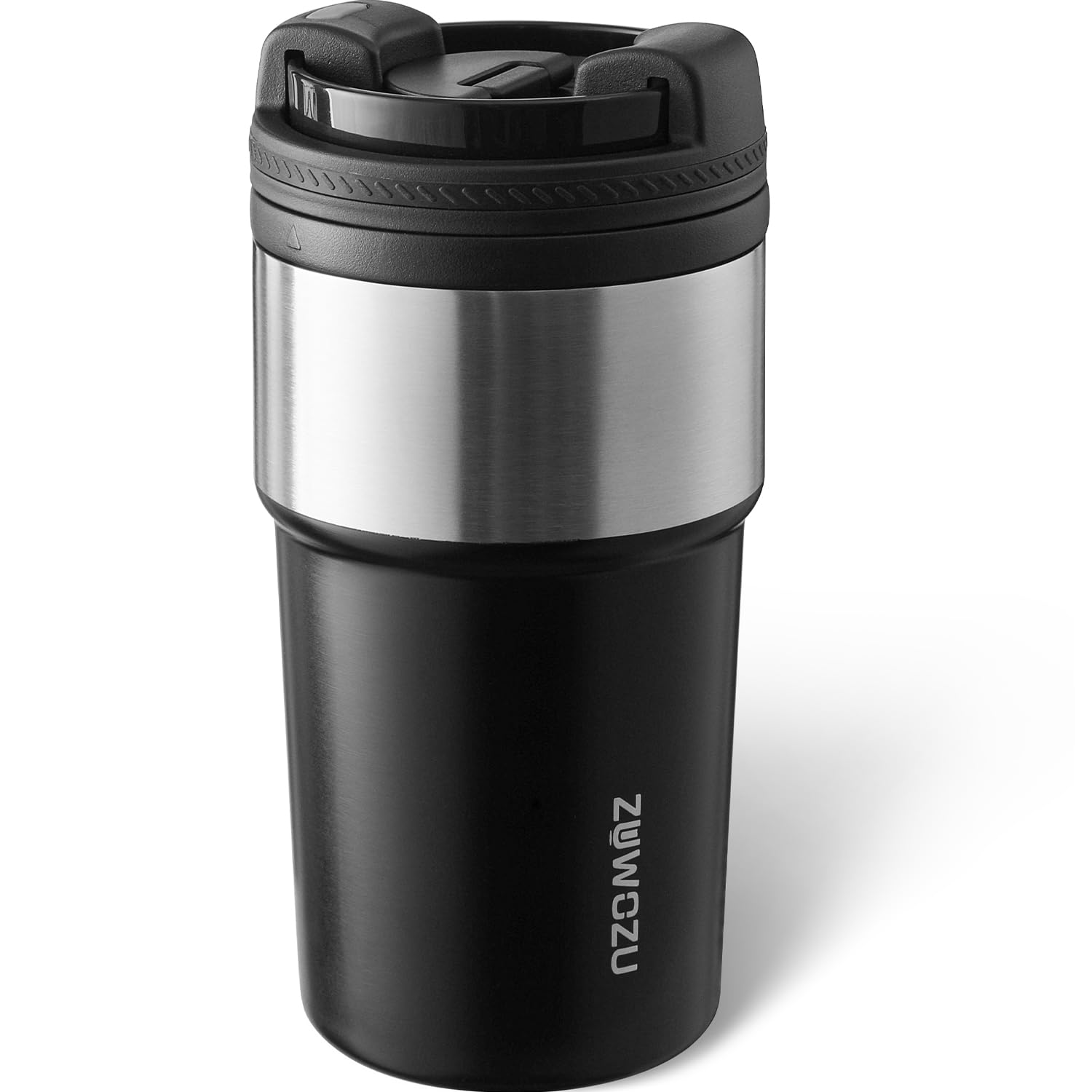 ZUWOZU Insulated Travel Coffee Tumbler Mug - Ceramic Inner Wall Reusable Iced Coffee Cups Bottle with Lids, Stainless Steel Insulated Cold Brew Water Tumbler with Straw, BPA Free 16 Oz Water Bottle