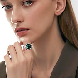 AGRULE 6.5 Cttw Emerald Halo Ring 925 Sterling