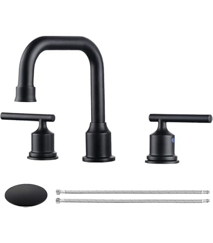 High Flow Deck Mount Tub Faucet Black With 2-Handle Widespread Roman Tub Filler Deck Mounted Bthtub Faucet With Hot & Cold Supply Lines With Valve RIGOBAL - View #4