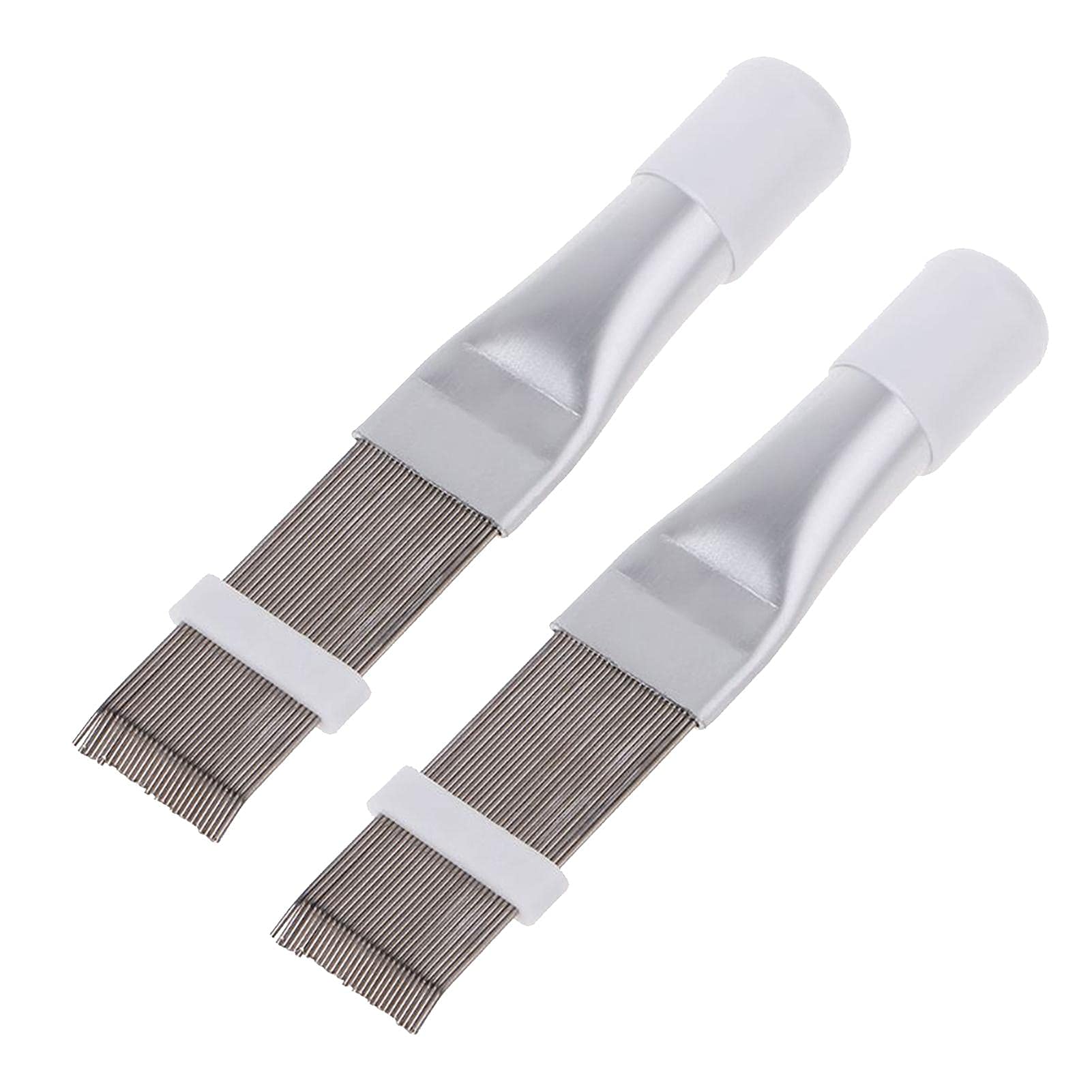 2 PCS Air Conditioner Fin Comb, Condenser Comb, Stainless Steel Air Conditioner Condenser Clean Brush, AC Condenser Fin Straightener Cleaner Fin Cleaning Tool(White)