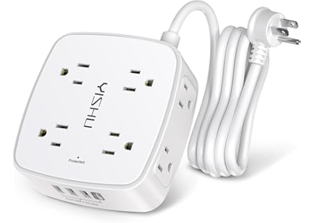 6 Ft Surge Protector Power Strip - 8 Widely Outlets with 4 USB Ports, 3 Sid...