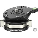 Leveling Head Tripod Leveling Base for Camera Tripod Leveler Aluminum Alloy Tripod Head Mount WEYLLAN LH7 Camera Head with 1/4'' to 3/8" Screw Compatible with DSLR Cameras Max Load 10kg/22lbs