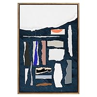 SIGNWIN Framed Canvas Print Wall Art Black Rectangle with Orange Streak Abstract Texture Illustrations Impressionism Contemporary for Living Room, Bedroom, Office - 16