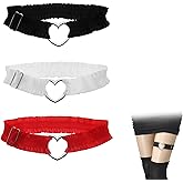 3 Pcs Garter Belts for Women, Adjustable Heart Lace Thigh Garter for Wedding Bride, Leg Garters Band for Women Parties(Black/Red/White)