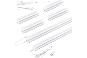 PAKLIGHTING Pak 4FT LED Shop Lights, 2300LM 6500K Cool White, 20W Energy-Saving Super Bright Linkable T5 Ceiling and Under Cabinet Lighting Fixture for Garage, Workshop, Basement, Warehouse, FCC Certified, 6 Pack