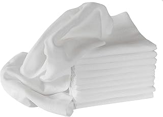 Mullwindel/Spucktücher/Stoffwindeln, 10er Pack, weiss, 80x80 cm, 100% Baumwolle, doppelt gewebt, zertifizierte Herstellung, kochfest 95°