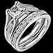 Stainless Steel Princess Cut Cubic Zirconia Wedding Engagement Ring Set Anniversary Propose Eternity Bridal Halo (10)
