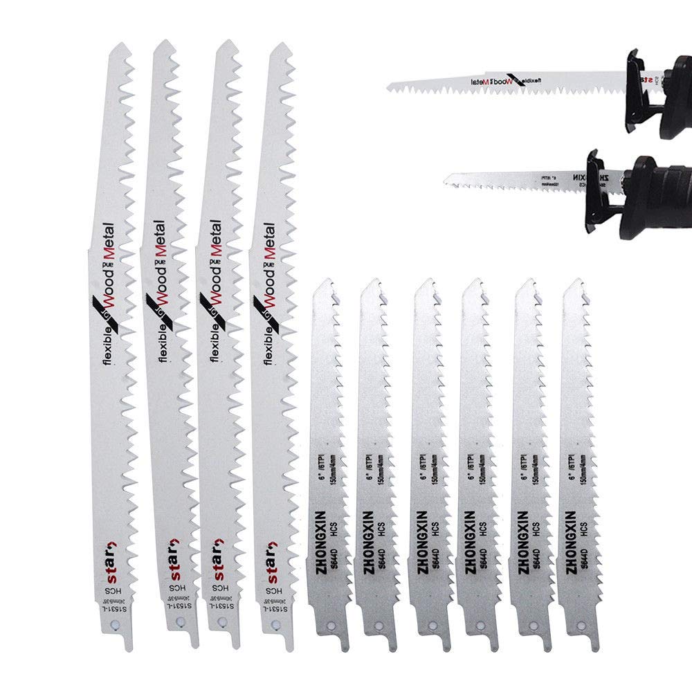 Reciprocating Saws Blades MASO Sabre Saw Combo Wood Blades R1021L (150mm)+R644D (240mm) Long High Carbon Steel HCS 10 Pack