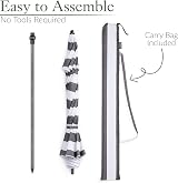 CHRISTOW 2m Beach Umbrella Tilting Parasol UV 30+ with Bag Grey/White view 6