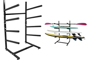 LINGVUM Freestanding Surfboard Rack, Surfboard Stand Storage & Display for Indoor, Outdoor, Garage, Shop, Tool-Free Assembly (Fits 4 Boards)